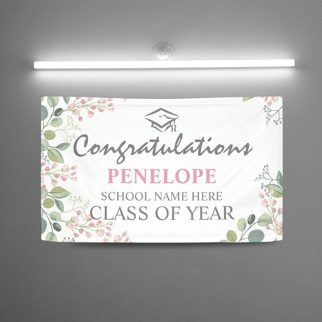Lona Elegante Felicitaciones Floral Graduación 2025 (Subido por el creador)