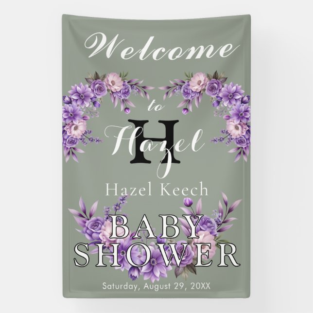 Lona Elegante Fiesta de Personalizable Baby Shower con  (Vertical)