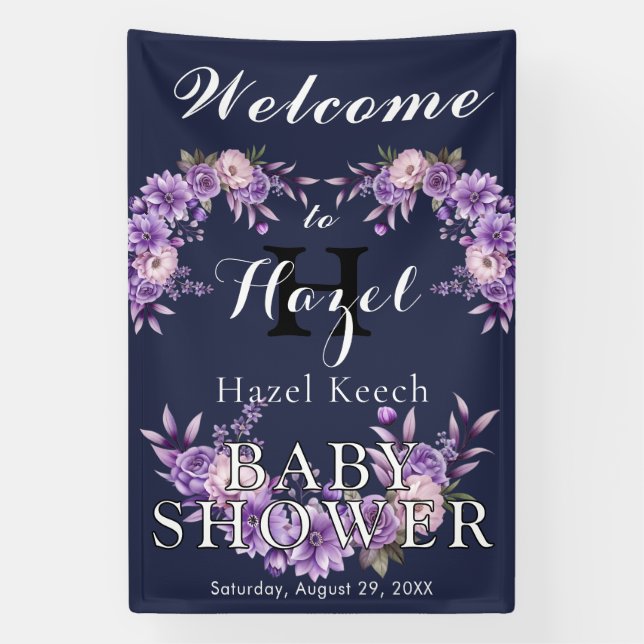 Lona Elegante Fiesta de Personalizable Baby Shower con  (Vertical)