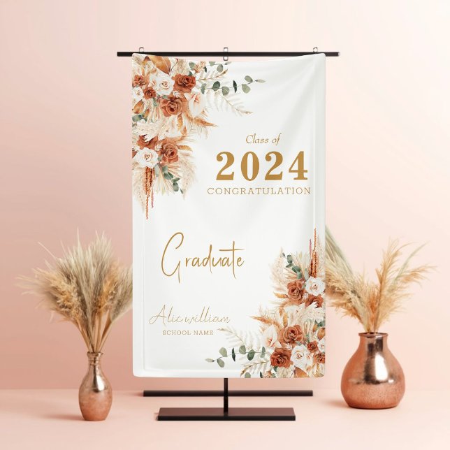 Lona Elegante fiesta moderna de graduación de Boho Terr (Create, Personalize, and Impress - Explore Zazzle!)