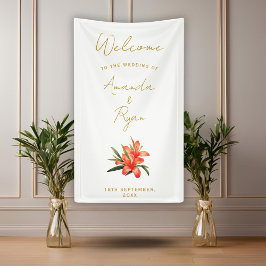 Lona Elegante Flor de Adelfa Naranja Boda Bienvenida