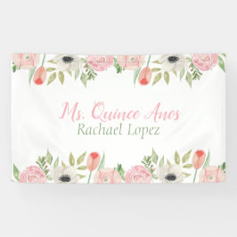 Lona Elegante Floral de color rosa y blanco