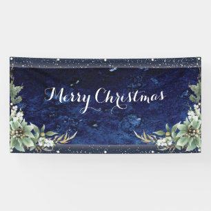 Lona Elegante floral de invierno Feliz Navidad
