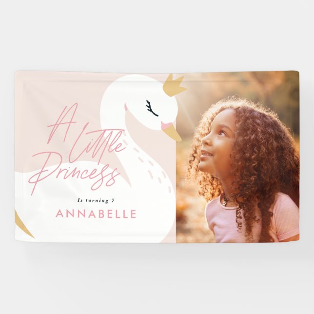 Lona Elegante foto rosa de chica hermosa cisne fiesta (Horizontal)