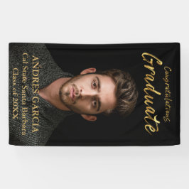 Lona Elegante foto vertical de graduado de oro negro