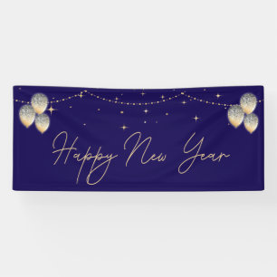 Lona Elegante Globo de Oro Feliz Año Nuevo