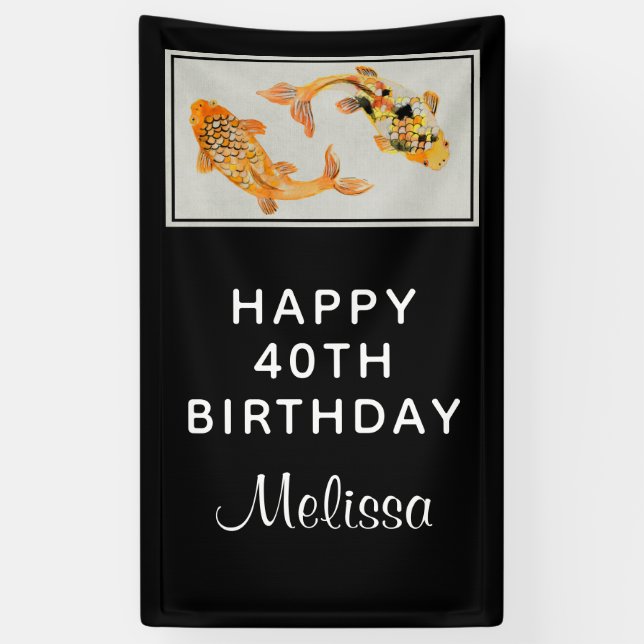 Lona Elegante Gold Koi Fish Birday (Vertical)