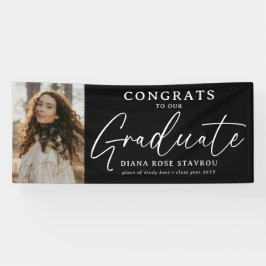 Lona Elegante Grad Photo Felicitaciones Graduado
