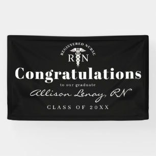 Lona Elegante Graduación de Enfermera Nombre Médico Bla