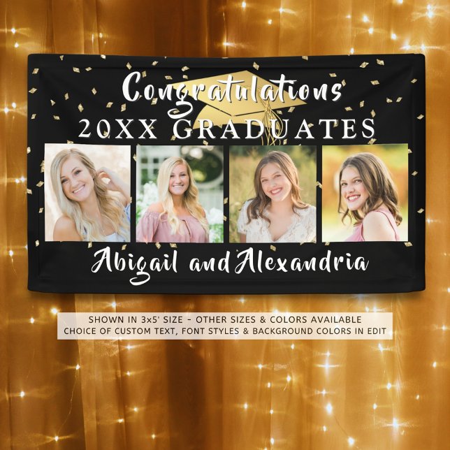 Lona Elegante graduación doble de felicitaciones grado  (Subido por el creador)