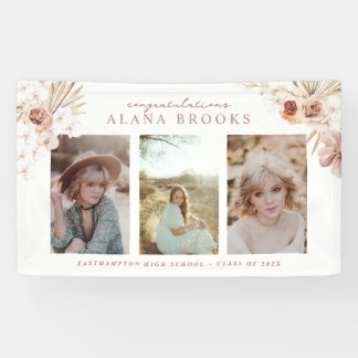 Lona Elegante Graduación Floral de color de agua boho