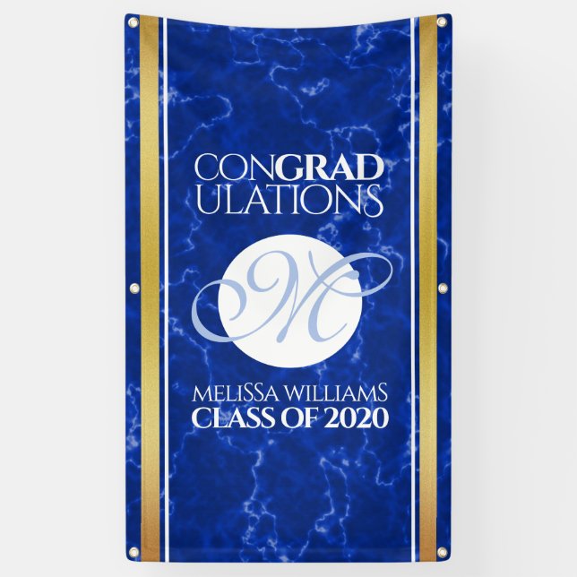 Lona Elegante Graduación Monograma Relieve metalizado d (Vertical)