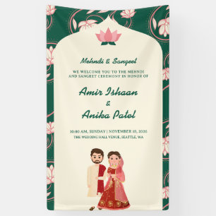 Lona Elegante Green Lotus Lanterns Mehndi Sanget Indian