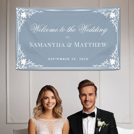 Lona Elegante guión blanco elegante del Boda azul turbi