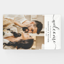 Lona Elegante Guión De Caligrafía Bienvenido Al Boda