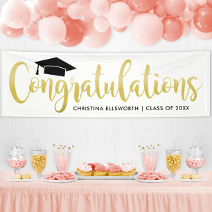 Lona Elegante guión de oro Felicidades Graduado
