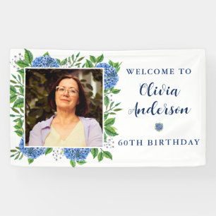 Lona Elegante Hydrangea Personalizado Foto 60º fiesta d