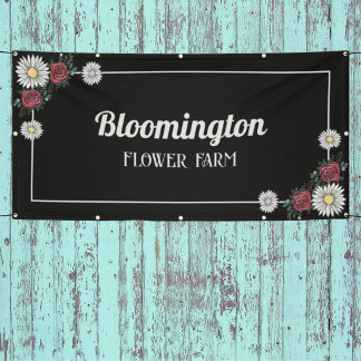 Lona Elegante ilustración floral en blanco y negro para