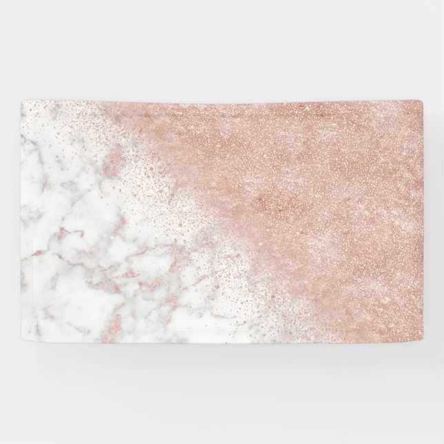 Lona Elegante imagen de mármol blanco de confetti dorad (Horizontal)