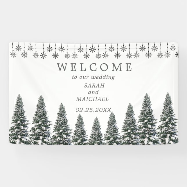 Lona Elegante invierno Wonderland Snowflakes (Horizontal)