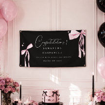 Elegante lazo rosa coqueta foto graduación negra