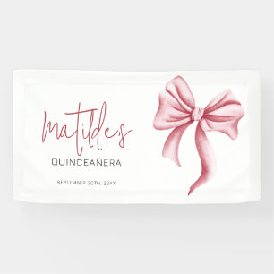 Lona Elegante lazo rosa Quinceañera