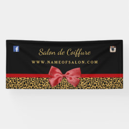 Lona Elegante Leopardo dorado Imprimir Salón de Pelo Ro