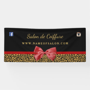 Lona Elegante Leopardo dorado Imprimir Salón de Pelo Ro