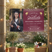 Elegante letra moderna dorada Foto de graduación e