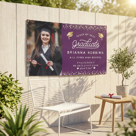 Lona Elegante letra moderna dorada graduación foto mora