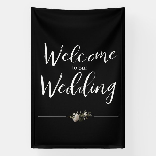 Lona Elegante letrero de "Bienvenidos a nuestra boda" (Vertical)