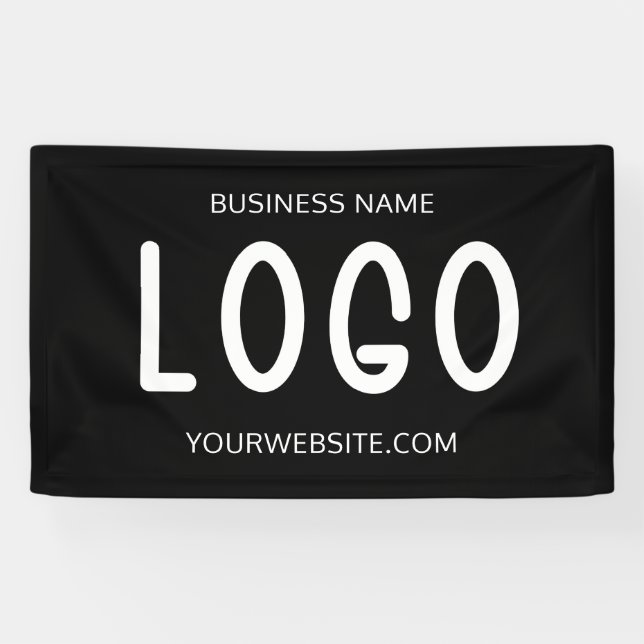 Lona Elegante Logo Rectangular Grande Moderno en Blanco (Horizontal)