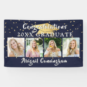 Lona Elegante Navy Gold Felicitaciones Graduado 4 Foto