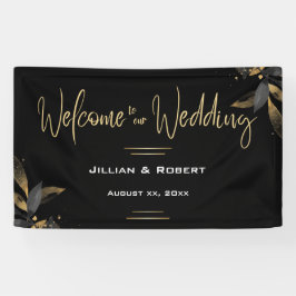 Lona Elegante negro y blanco, con Boda dorado colgando