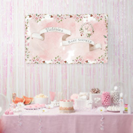 Lona Elegante niña floral rosa Baby Shower