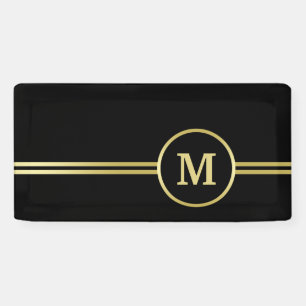 Lona Elegante oro Monograma personalizado sobre negro