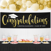 Elegante Oro Negro Felicitaciones Graduado