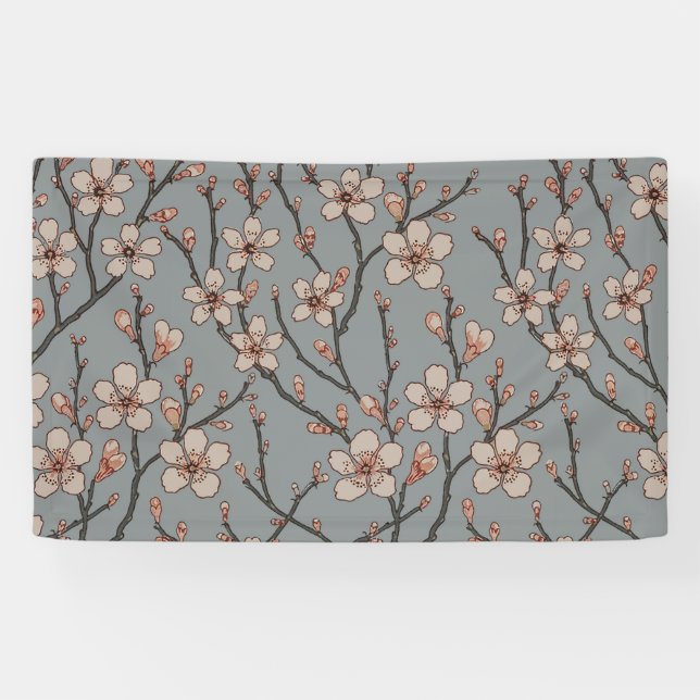 Lona Elegante patrón de cereza de flor rosa dulce (Horizontal)