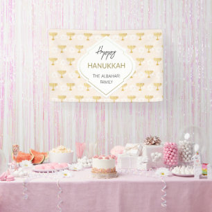 Lona Elegante patrón de vacaciones de Hanukkah en oro