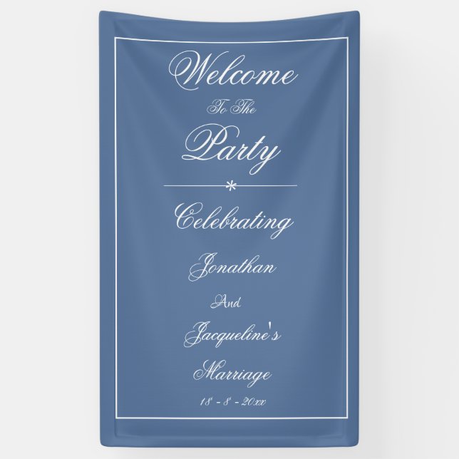 Lona Elegante Personalizado de boda Moda Dusty Blue Bie (Vertical)