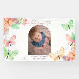 Lona Elegante Personalizado de mariposa floral foto pri