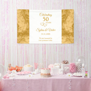 Lona Elegante Personalizado simple oro 50 años Fiesta