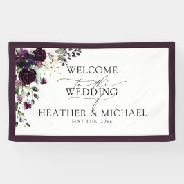 Lona Elegante Plum Purple Mauve Floral Watercolor Scrip