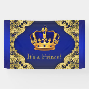 Lona Elegante Príncipe Corona Azul Real y Dorada Baby S