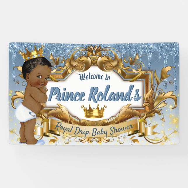 Lona Elegante Purpurina azul del príncipe africano real (Horizontal)