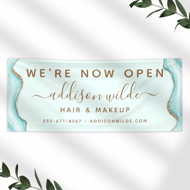 Lona Elegante Purpurina de oro azul de mármol Agate Mod (Subido por el creador)