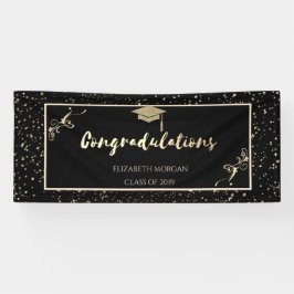 Lona Elegante Purpurina de Oro Graduado Cap, Confetti