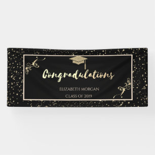 Lona Elegante Purpurina de Oro Graduado Cap, Confetti