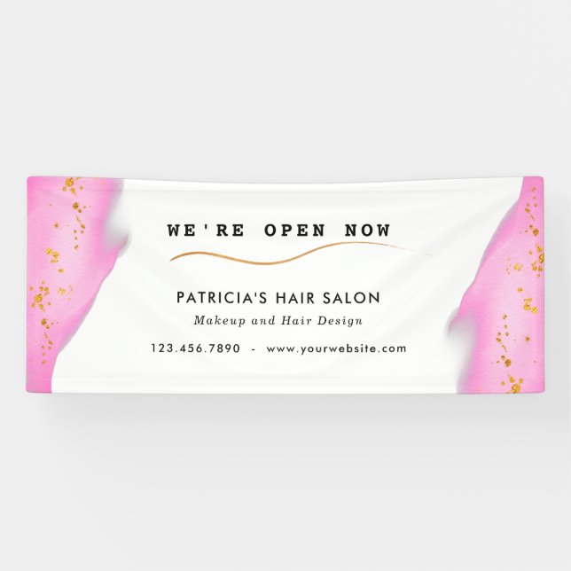 Lona Elegante Purpurina Rubor Rosa Y Oro (Horizontal)