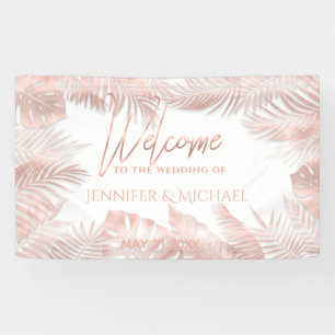 Lona Elegante Relieve metalizado dorado rosa tropical h